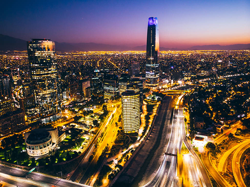 nighttime cityscape Santiago, Chile